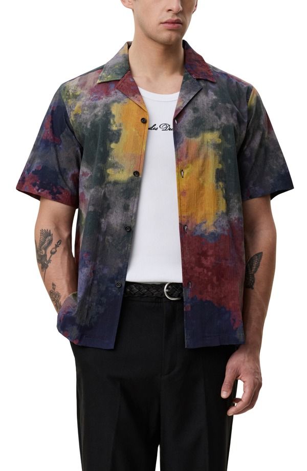 レ ドゥ メンズ トップス シャツ Les Deux Stretch Camp Shirt MEDITERRANEA GREEN グリーン 37,570円
