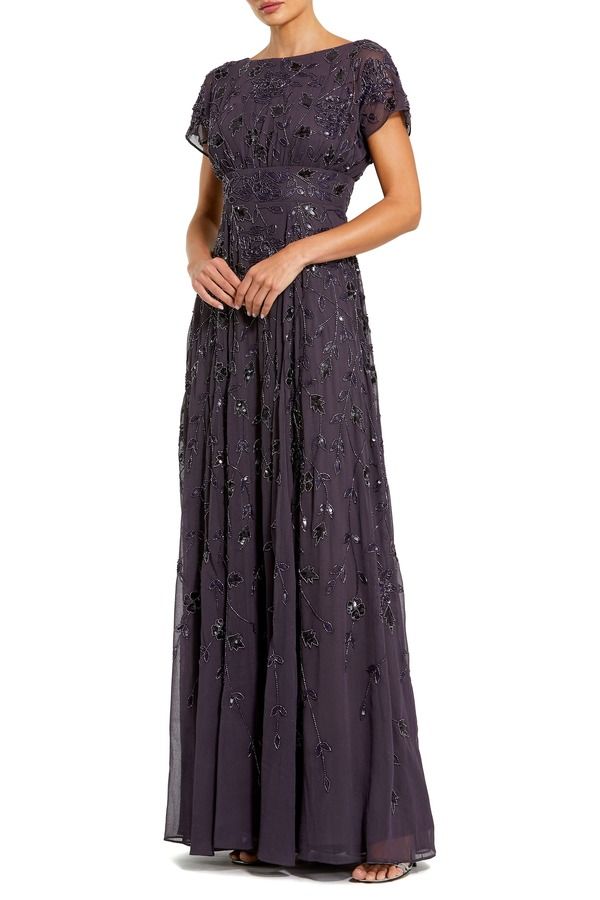 マックダガル レディース トップス ワンピース A ライン ジョーゼット Mac Duggal Embellished Georgette ALine Gown Blackberry