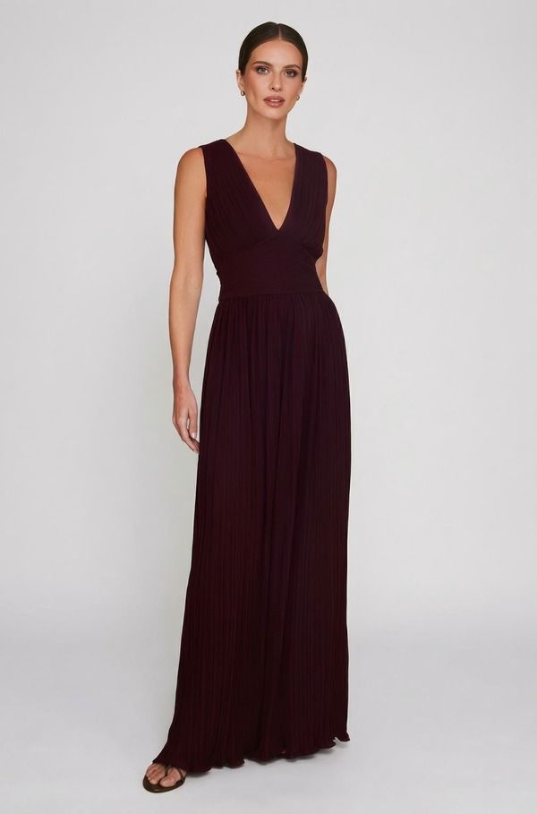 シックスストーリーズ レディース トップス ワンピース プリーツ マキシ Six Stories Pleated Plunge Maxi Dress Wine ワイン 37,570円