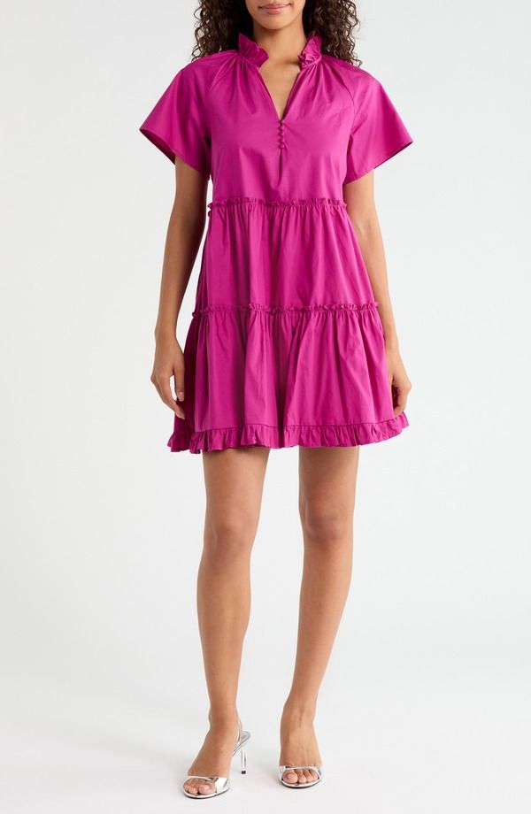 シュガーリップス レディース トップス ワンピース ティアード ミニ コットン SUGARLIPS Pallas Tie red Cotton Poplin Minidress FUCHSIA フュー 22,176円