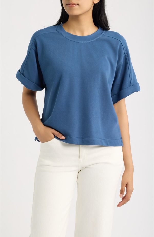 シティブルース レディース アウター ニット・セーター スウェット シャツ CITY BLUES Brie Boxy Short Sleeve Sweatshirt CADET BLUE ブルー