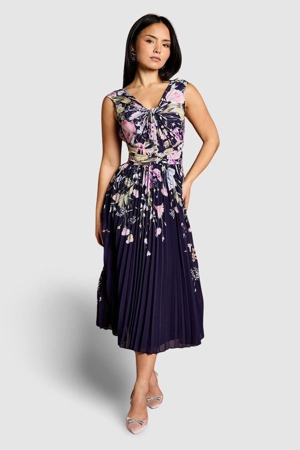 コースト レディース トップス ワンピース プチ プリント ミディ Coast Petite Twist Front Printed Midi Dress Petite Navy ネイビー