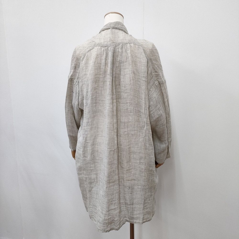 【美品】 中川政七商店 麻の羽織り ドルマンカーディガン 灰白 リネン100% 中川政七商店 麻のかや織ローブ ロングカーディガン 羽織り リネン