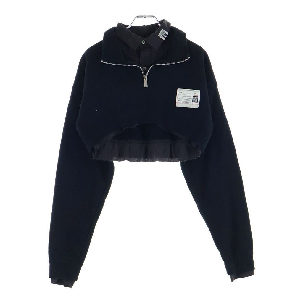 MAISON MIHARAYASUHIRO (メゾンミハラヤスヒロ) レイヤード ハーフジップ クロップド プルオーバー スウェット トレーナー レディース ブラック B14PO561 30,706円