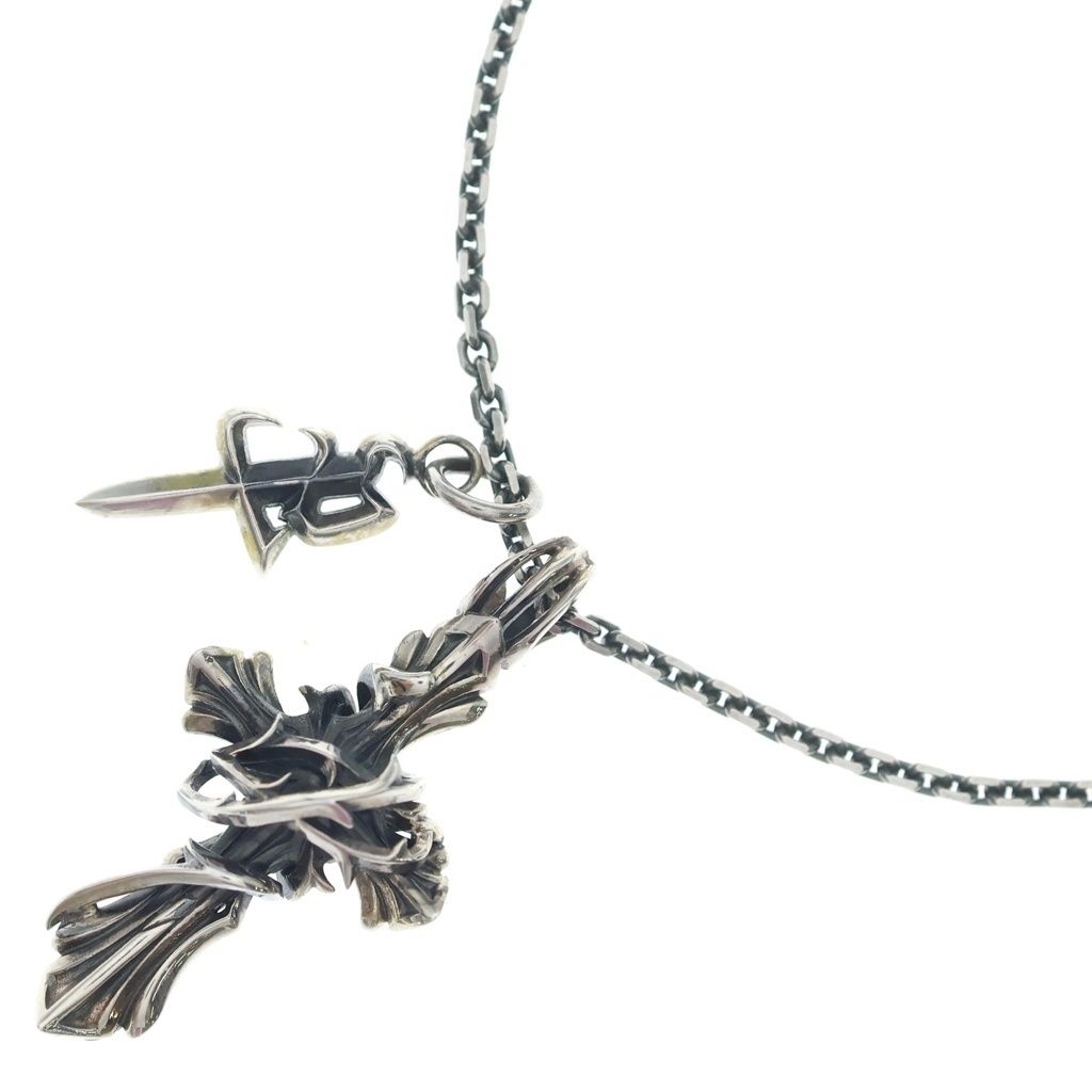 Personal Jesus (パーソナルジーザス) PJ DAGGER X THORN CROSS DOUBLE CHARM PJダガー ソーンクロス ダブルチャーム ネックレス シルバー