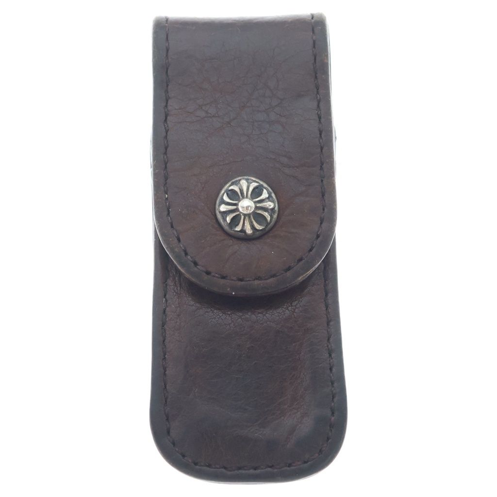 CHROME HEARTS (クロムハーツ) クロスボール レザー トゥースピックケース ブラウン/シルバー