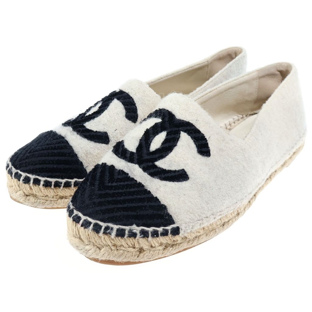 CHANEL (シャネル) ■ココマーク エスパドリーユ スリッポン アイボリー×ブラック レディース 36 25,295円