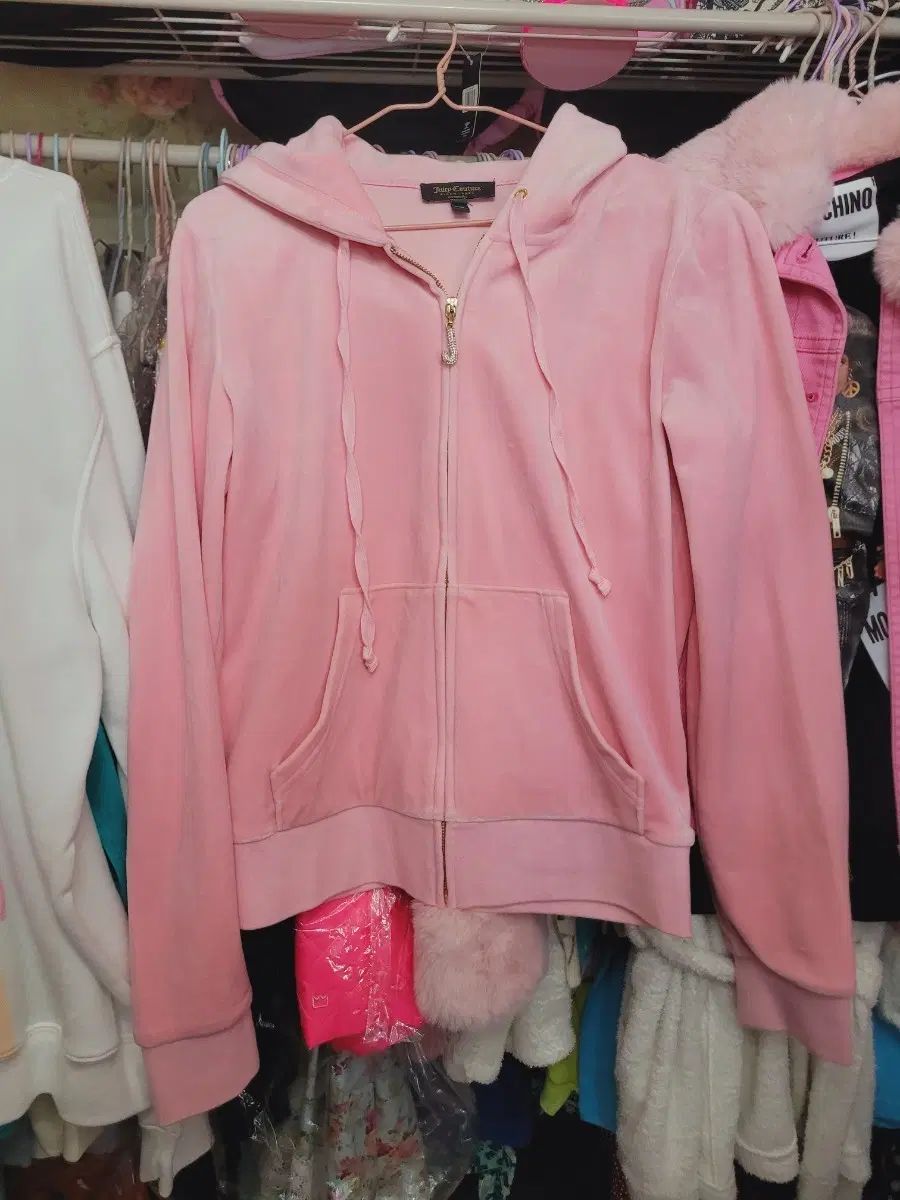 ジューシー꾸뛰 ベロア トレーナー ジップアップ ピンクM 新品