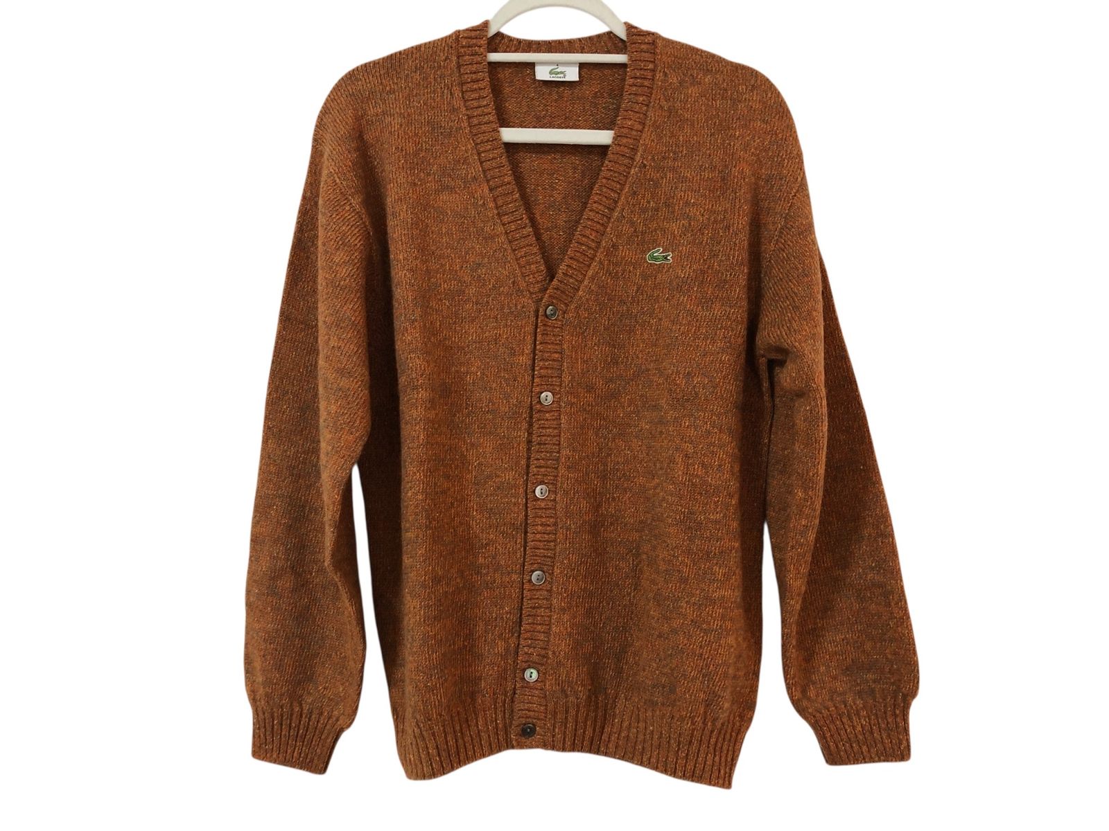 FD　未使用　新品　ラコステ　LACOSTE　ニットカーディガン　アンゴラ・シルク混　JB-34　ユニセックス　オレンジブラウン系　送料無料 6,695円