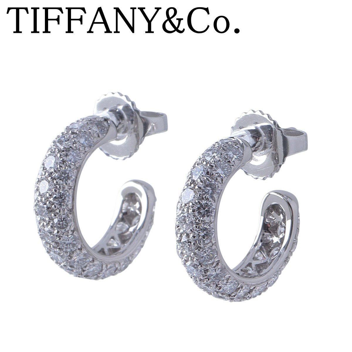 ティファニー ドッツ ダイヤ ピアス パヴェ 3ロウ PT950 新品仕上げ済 TIFFANY【26864】