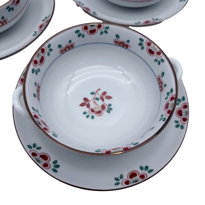 和食器作家物　匠シリーズ　￼￼赤絵模様 カップ3個セット 美品】たち吉 赤絵 スープカップ プレート 5客セット 5組 和食器