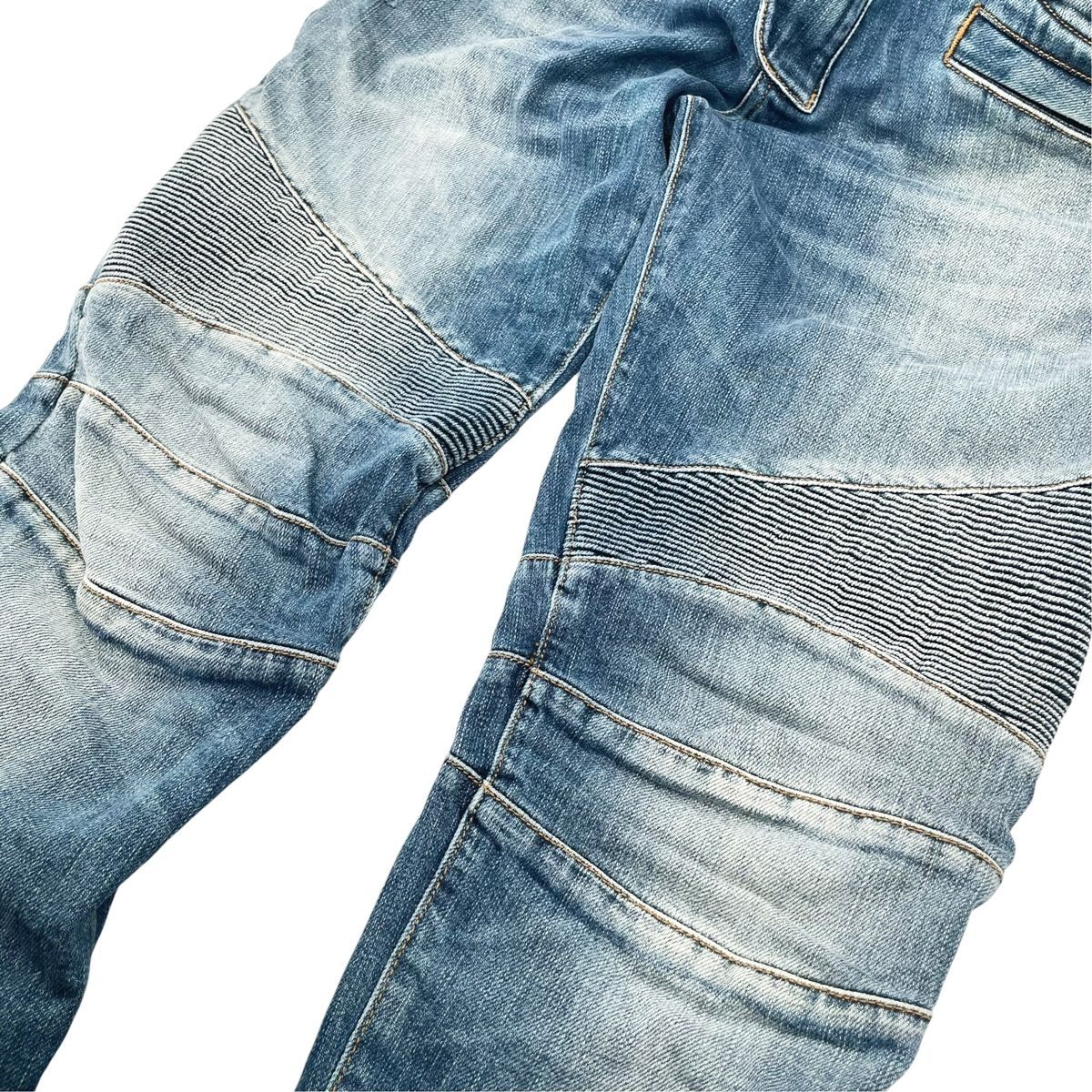 中古】 BALMAIN バルマン バイカー ダメージ加工 デニムパンツ サイズ 