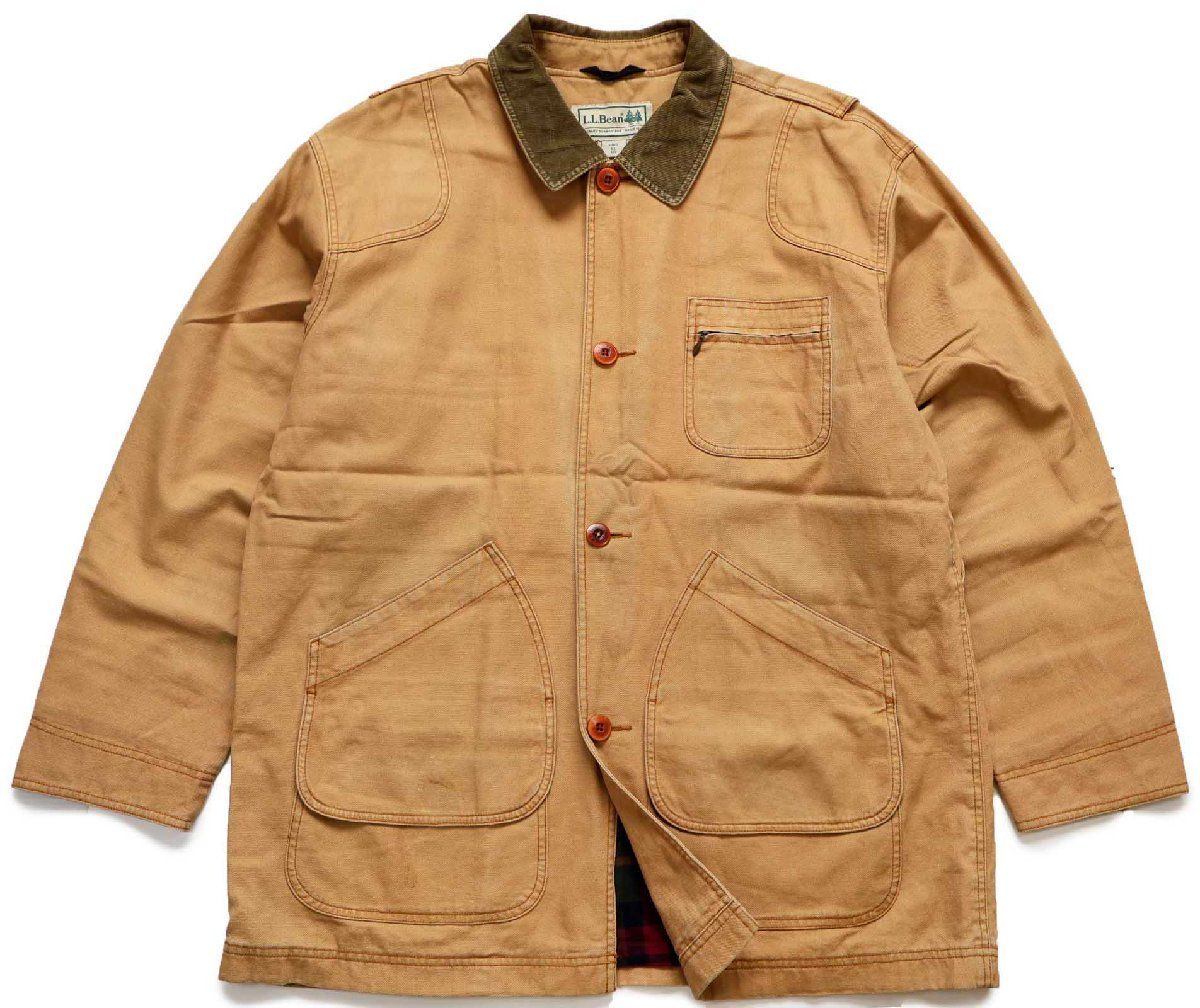L.L.Bean タータンチェック ネルライナー ダック地 フィールドコート 茶 XL-R★A ジャケット ハンティング アウトドア ビッグサイズ 10,500円