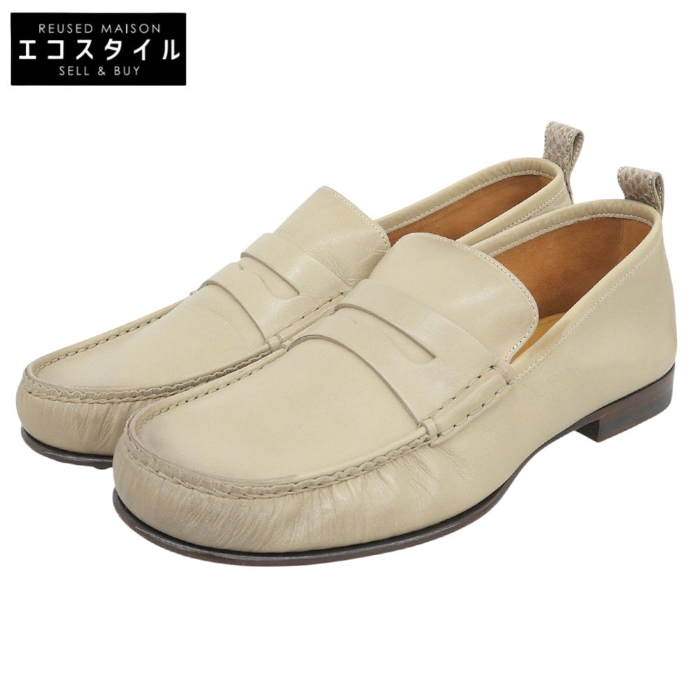 GUCCI　グッチ　美品 USED加工レザー コインローファーズ シューズ メンズ ベージュ 5 407443　5 16,199円