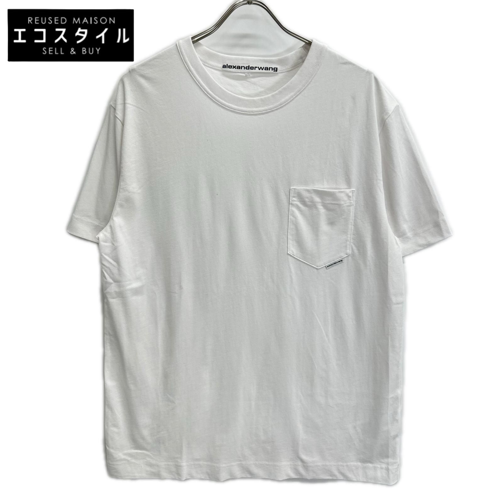 ALEXANDER WANG　アレキサンダーワン　UCC2221528 ホワイト 胸ポケット クルーネック半袖Tシャツ　M
