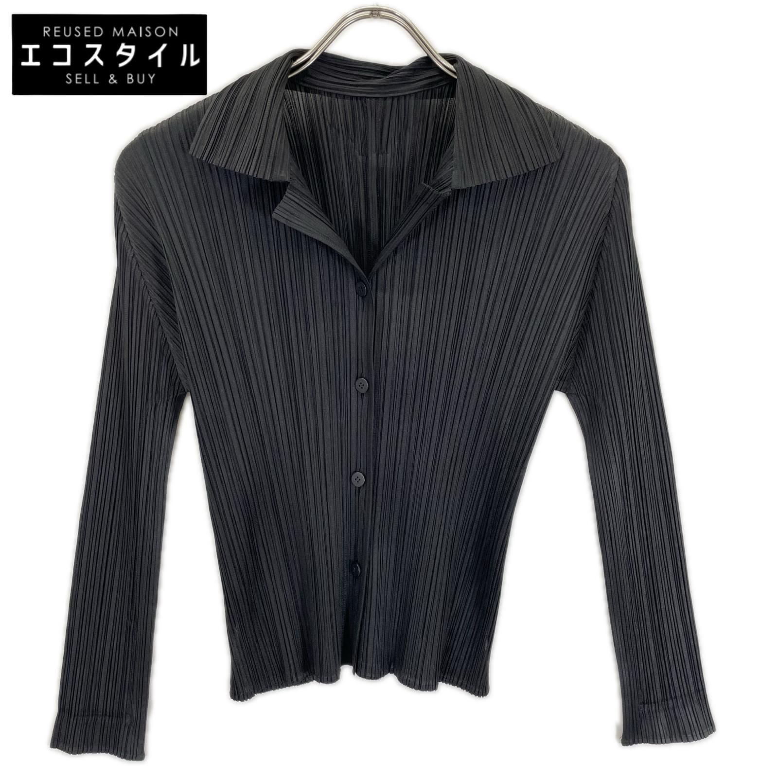 PLEATS PLEASE　プリーツプリーズ　PP51-JJ147 ブラック オープンカラー プリーツブラウス　3
