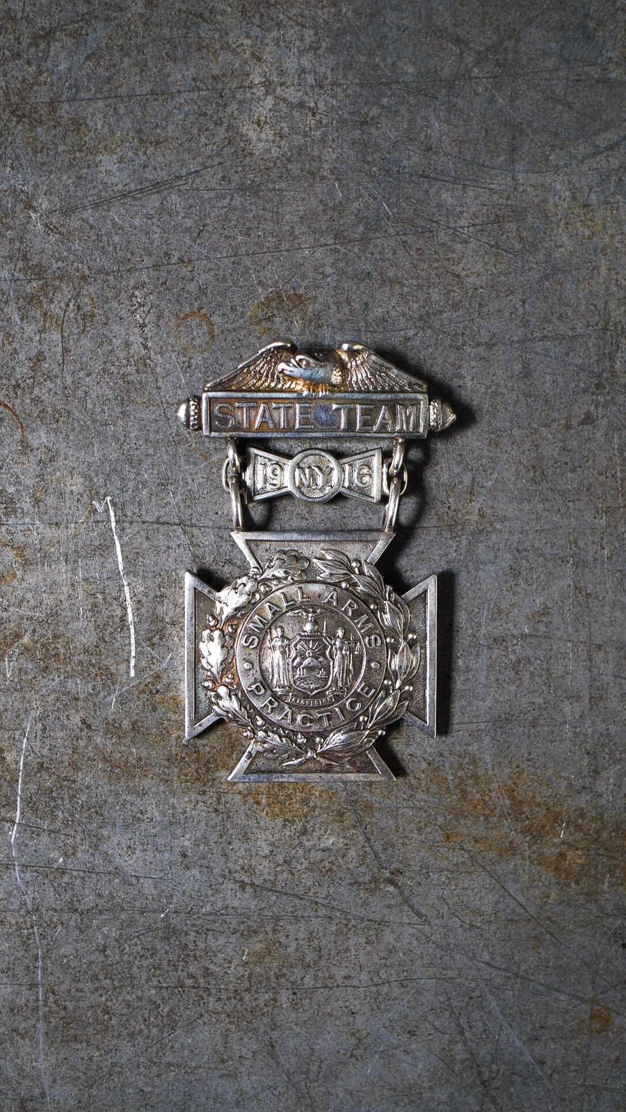 【1916】TIFFANY&Co. ティファニー ニューヨーク州兵 射撃 アワード メダル 《シルバー925 ブローチ ミリタリー ヴィンテージ オールド アンティーク メン