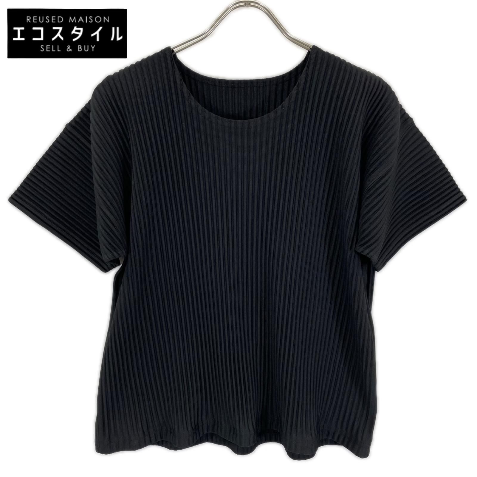 HOMME PLISSE ISSEY MIYAKE　オムプリッセ イッセイミヤケ　HP55JK020 ブラック プリーツクルーネックTシャツ　2