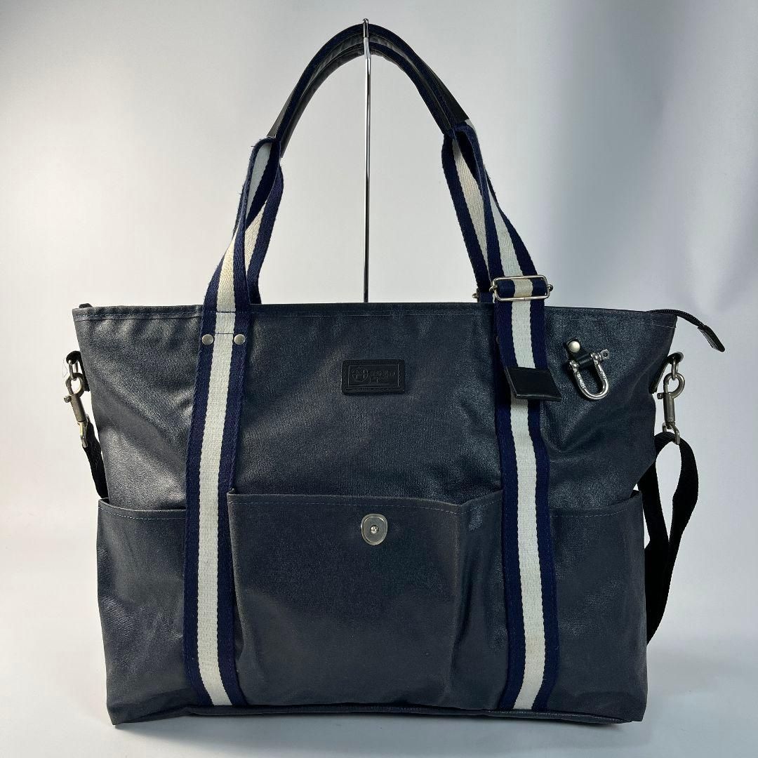 森野帆布 2way トートバッグ ショルダーバッグ ビジネス A4可　ネイビー 7,205円