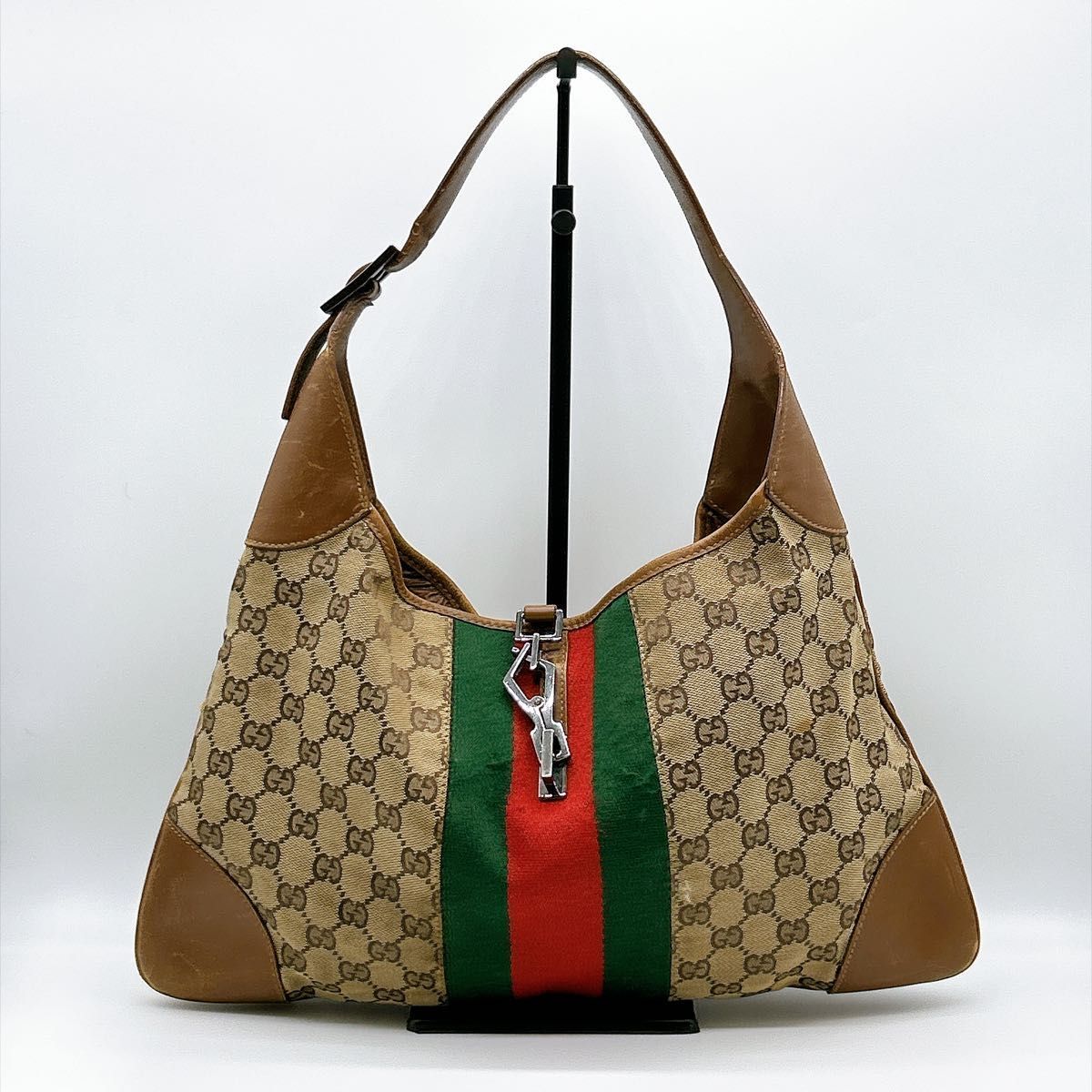 GUCCI グッチ ジャッキー GGキャンバス シェリーライン ワンショルダーバッグ ブラウン