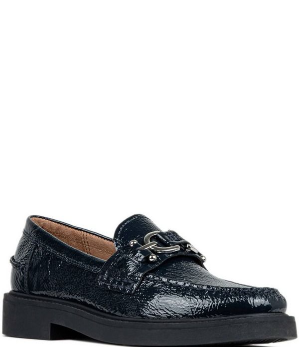 ドナルドプリネール レディース シューズ スリッポン・ローファー レザー Donald Pliner Galilee Crinkle Patent Leather Bit Buckle Loafers