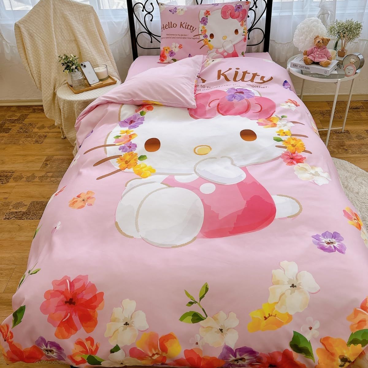 サンリオ(SANRIO) ハローキティ 布団カバー 3点セット シングル キティちゃん Kitty HelloKitty 花柄 キティ キャラクター SS-21-201-56