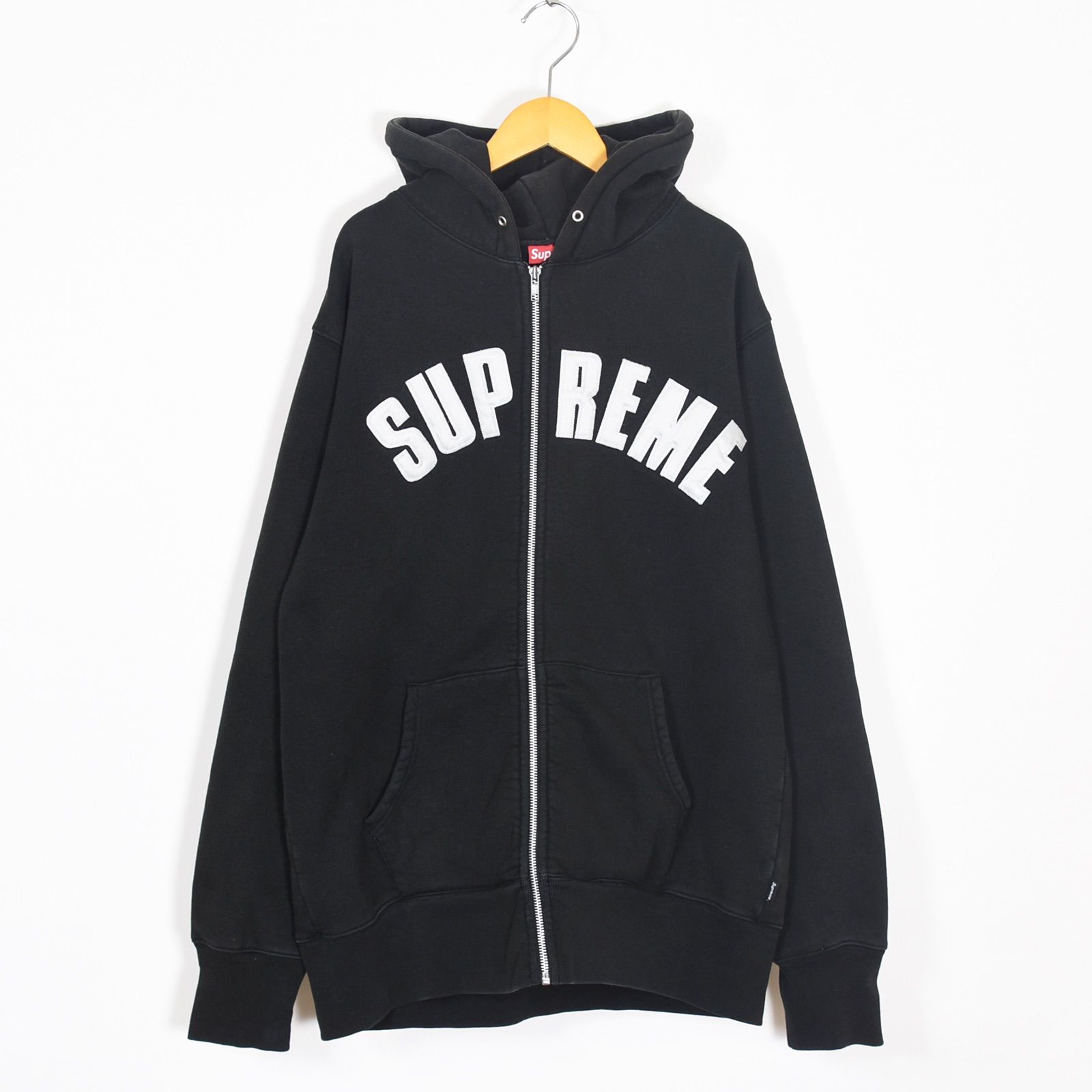 SUPREME 初期紙タグ Arc Logo Zip Up Hooded アークロゴ ジップアップ フーデッド パーカー フーディ 裏起毛 サテンアップリケ アーチロゴ 2006年以前 初期オールド オールドシュプリーム カナダ製