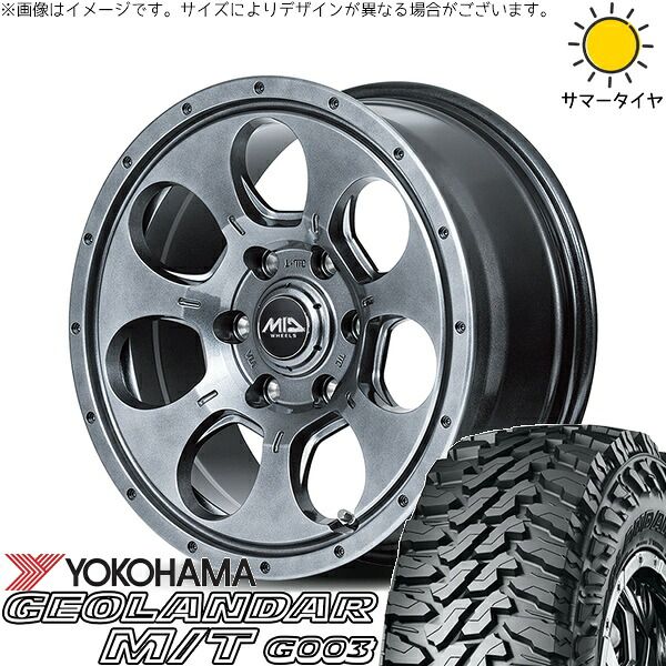 JB23 JA22 JA12 6.50R16 サマータイヤ ホイール 4本セット | ヨコハマタイヤ ジオランダー M/T G003 × エムアイディー MIDホイール マッドエージェント メタリックグレー 16インチ 5.5J +22 5穴139.7