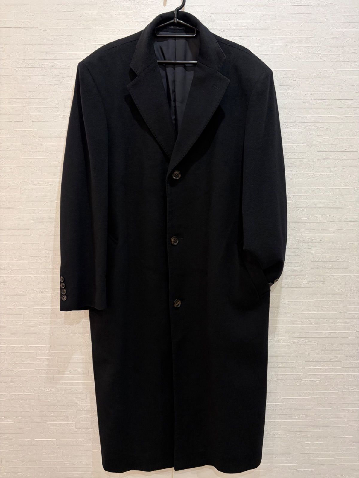 最高峰の逸品◆ロロピアーナ カシミヤ100% ロングコート 黒 [LL] 柔らかくとろけるような最高級カシミヤ使用 31,200円