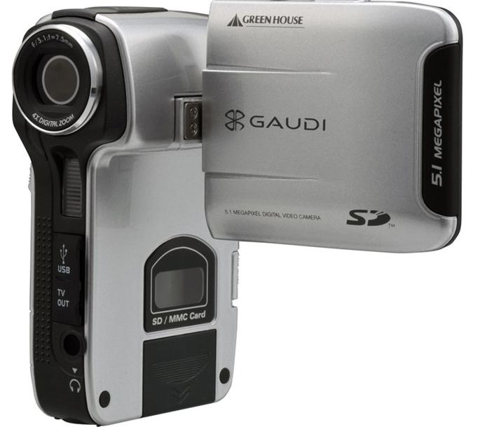 未使用品 GREEN HOUSE グリーンハウス GAUDI ビデオカメラ ハンディカメラ GHV-DV24SD