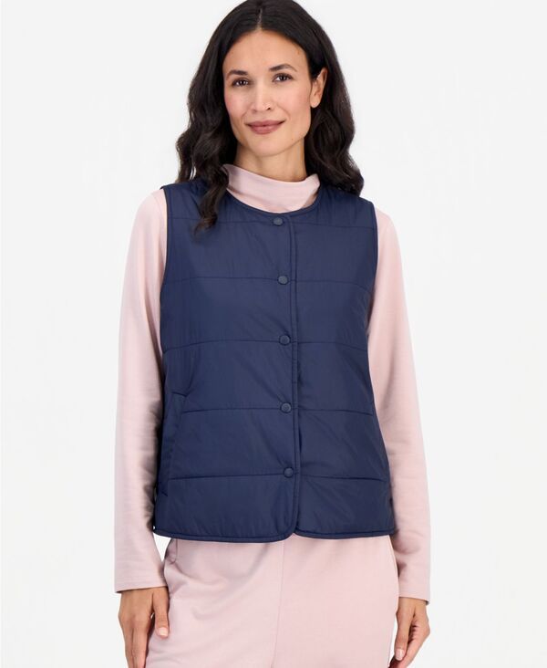 エイリーンフィッシャー レディース トップス ベスト キルティング ノースリーブ Eileen Fisher Womens Quilted Sleeveless Vest Martime