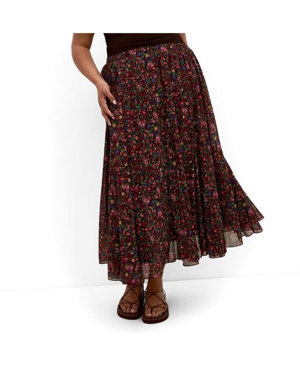 シティーシック レディース ボトムスカート プラスサイズ プリント マキシ CITY CHIC Womens Plusize Serena Ditsy Print Maxi Skirt Rodeo d