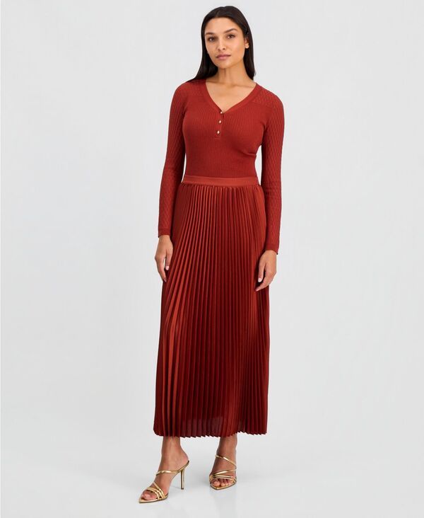 エリータハリ レディース ボトムスカート プリーツ ミディ ハイウエスト Elie Tahari Womens Rowyn HighWaisted Pleated Midi Skirtoasted S