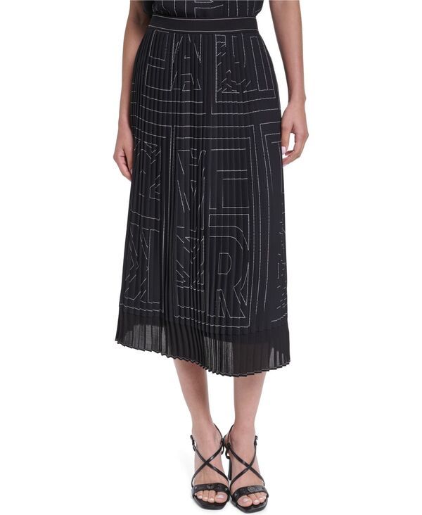 カール ラガーフェルド レディース ボトムスカート プリーツ ミディ KARLAGERFELD PARIS Womens Pleated Midi Skirt BlackSoft White ホワイト