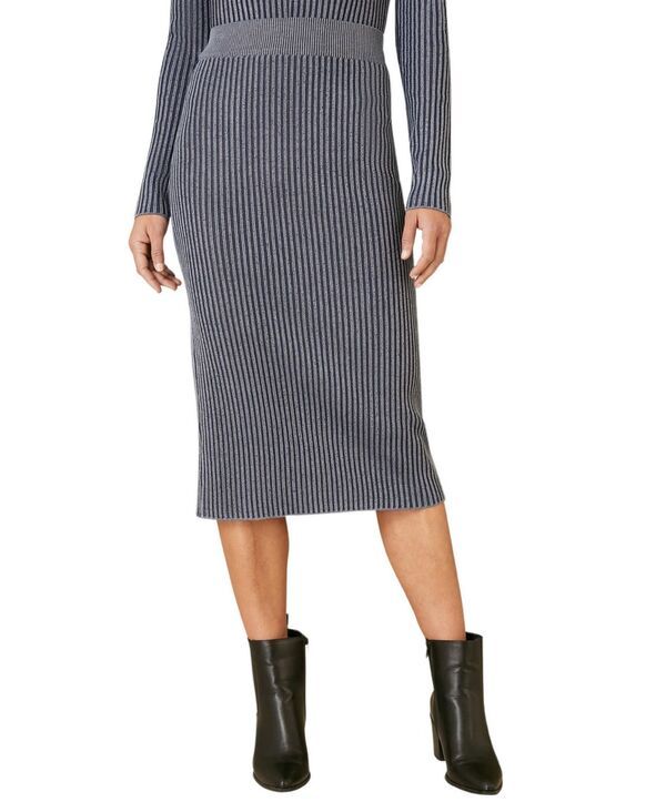 ユミキム レディース ボトムスカート リブニット ミディ ニット Yumi Womens Rib Knit Midi Skirt Stretch and Cozy Blue ブルー