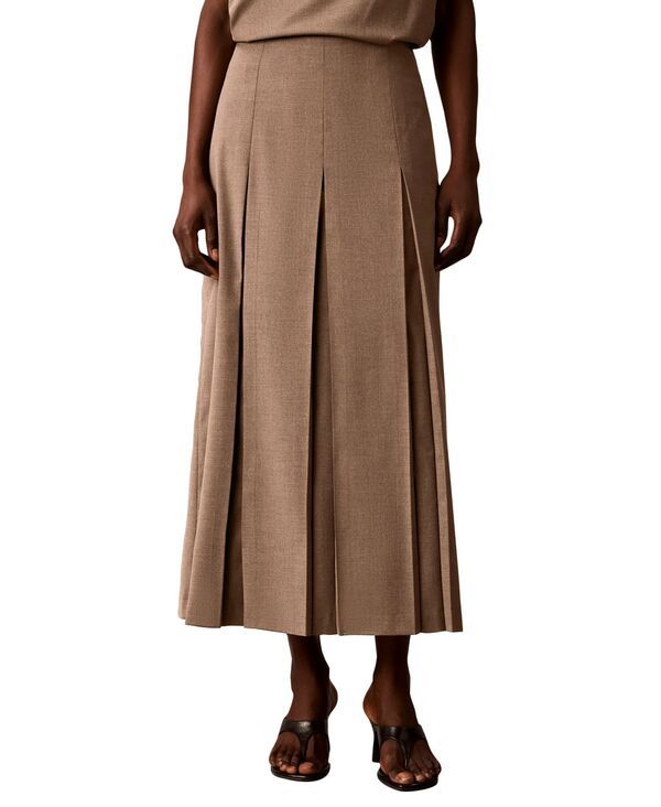 カルバンクライン レディース ボトムスカート ミディ ハイウエスト Calvin Klein Womenside Zip Inverted Pleat HighWaisted Midi Skirt L