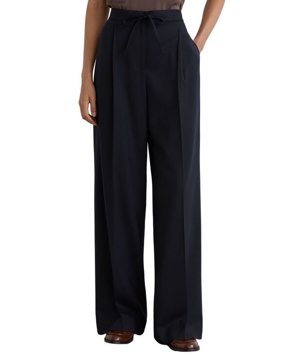 レイス レディース ボトムス カジュアルパンツ プリーツ ウール REISS Womensolene WoolBlend Pleated WideLeg Trousers Navy ネイビー
