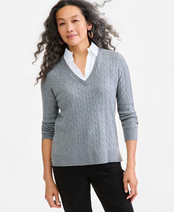 スタイルアンドコー レディース アウター ニット・セーター Style Co Womens TwoFer CableKnit Colla red Sweater Macys Exclusive Sto 10,991円