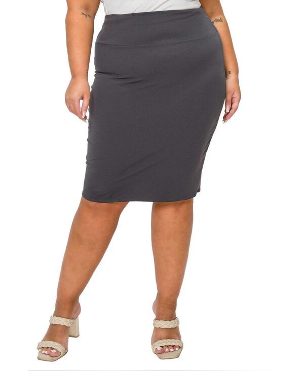 リブド レディース ボトムスカート プラスサイズ L I V D Plusize Molly Pencil Skirt Charcoal チャコール