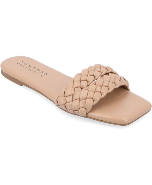 ジュルネ コレクション レディース シューズ サンダル Journee Collection Womensawyerr Braided Band Flat Sandals Beige ベージュ