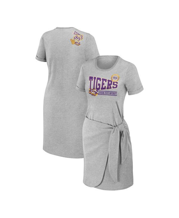 ウェア バイ エリン アンドルーズ レディース トップス Tシャツワンピース WEAR by Erin Andrews Womens Heather Gray LSU Tigers Knotted T
