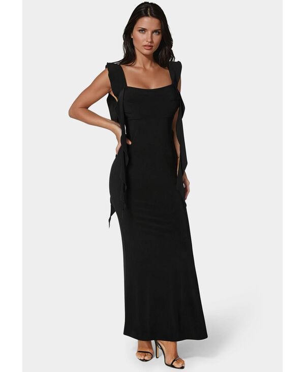 ベベ レディース トップス ワンピース フリル ジャージー Bebe Womens Jersey Cascade Ruffle Dress Black ブラック
