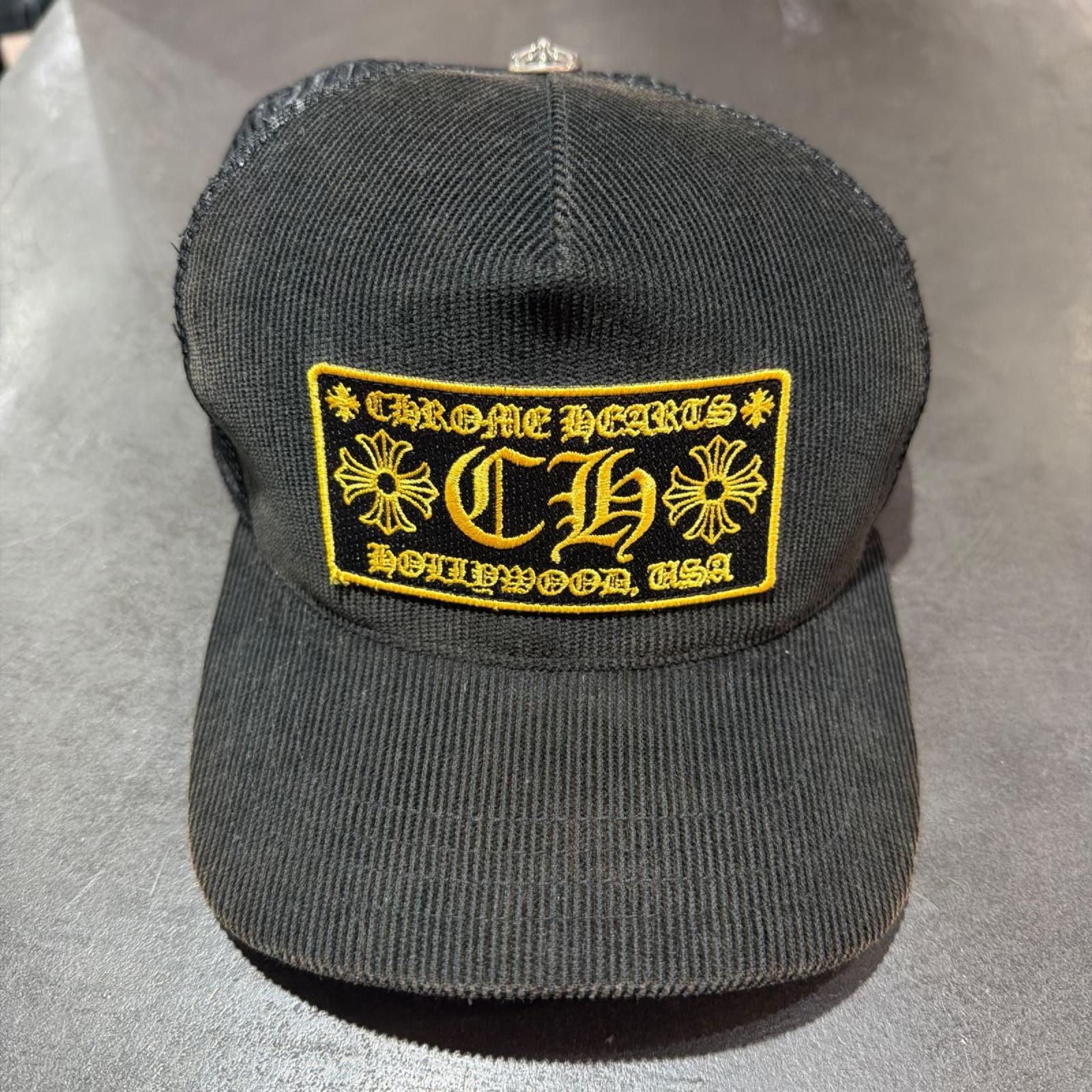 CHROME HEARTS コーデュロイメッシュキャップ クロスボール 帽子 クロムハーツ ブラック F （26049M）