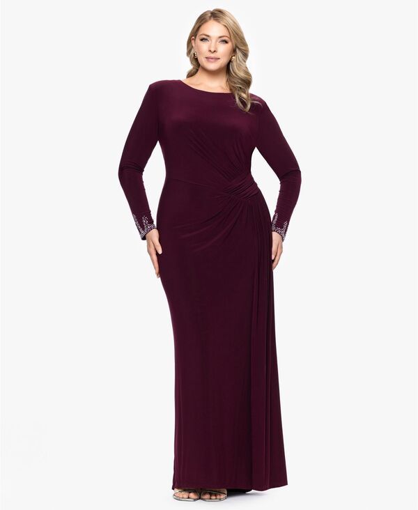 ベッツィアンドアダム レディース トップス ワンピース Betsy Adam WomensLong Sleeve Beaded Cuff Dress Wine ワイン 40,820円