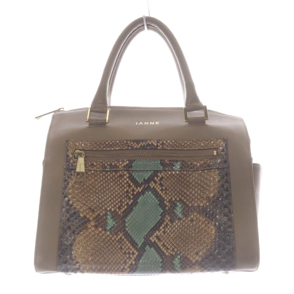 イアンヌ IANNE ハンドバッグ 2WAYバッグ ロゴ ショルダーバッグ レザー 茶色