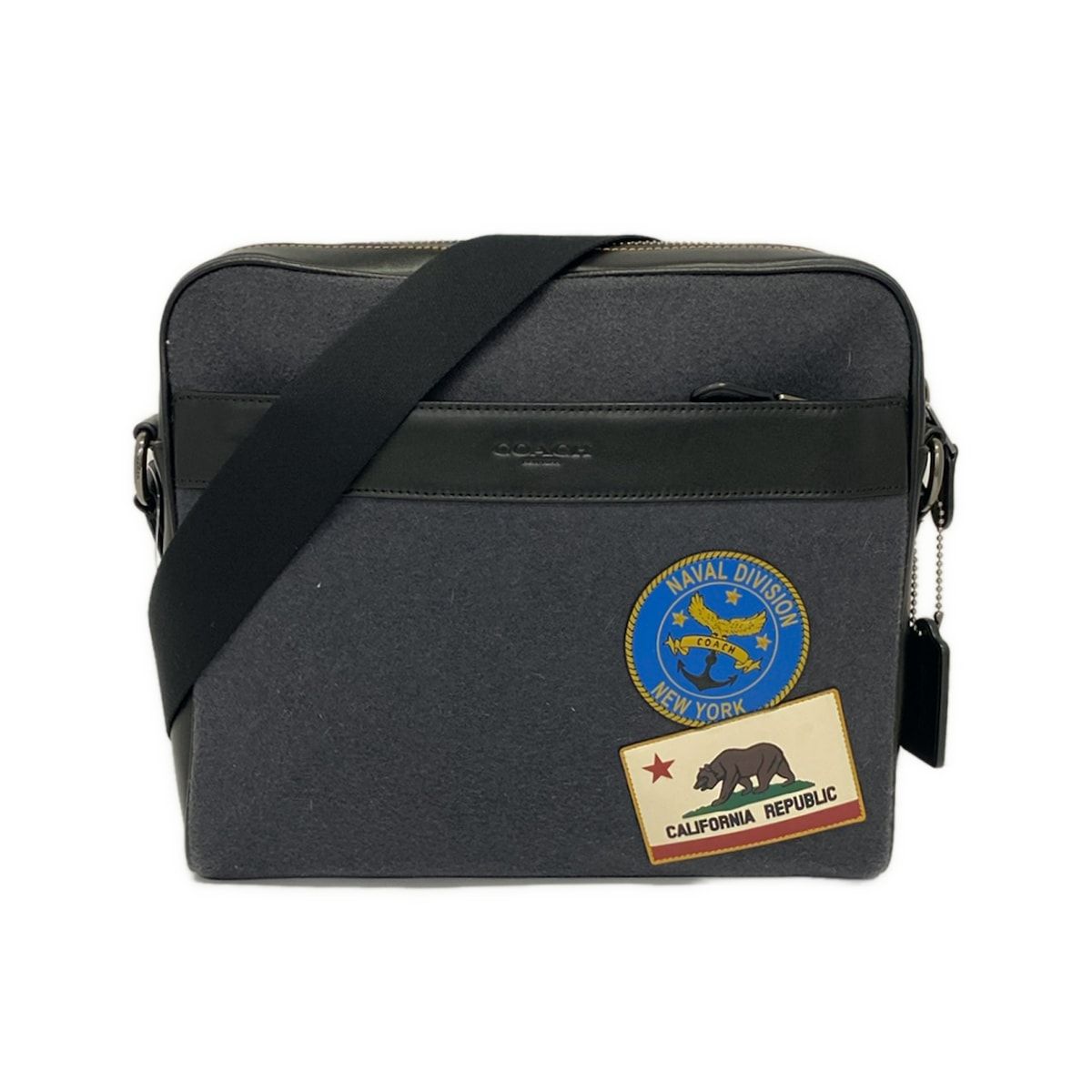 COACH(コーチ) ショルダーバッグ チャールズ パッチワーク カメラバッグ F31344 ダークグレー×黒 レザー