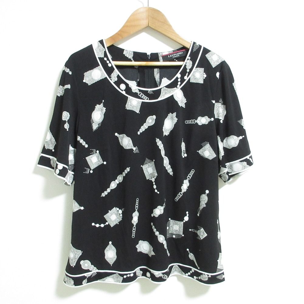 LEONARD FASHION レオナール ファッション カンカンストレッチ トップス カットソー 42サイズ ブラック レディース 春 夏 中古 古着 USED 美品