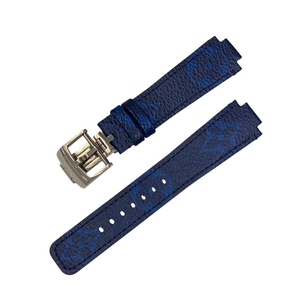 LOUIS VUITTON ルイヴィトン タンブール モノグラム ストラップ 腕時計 ベルト R17216 ブルー メンズ レディース中古 古着 USED 美品