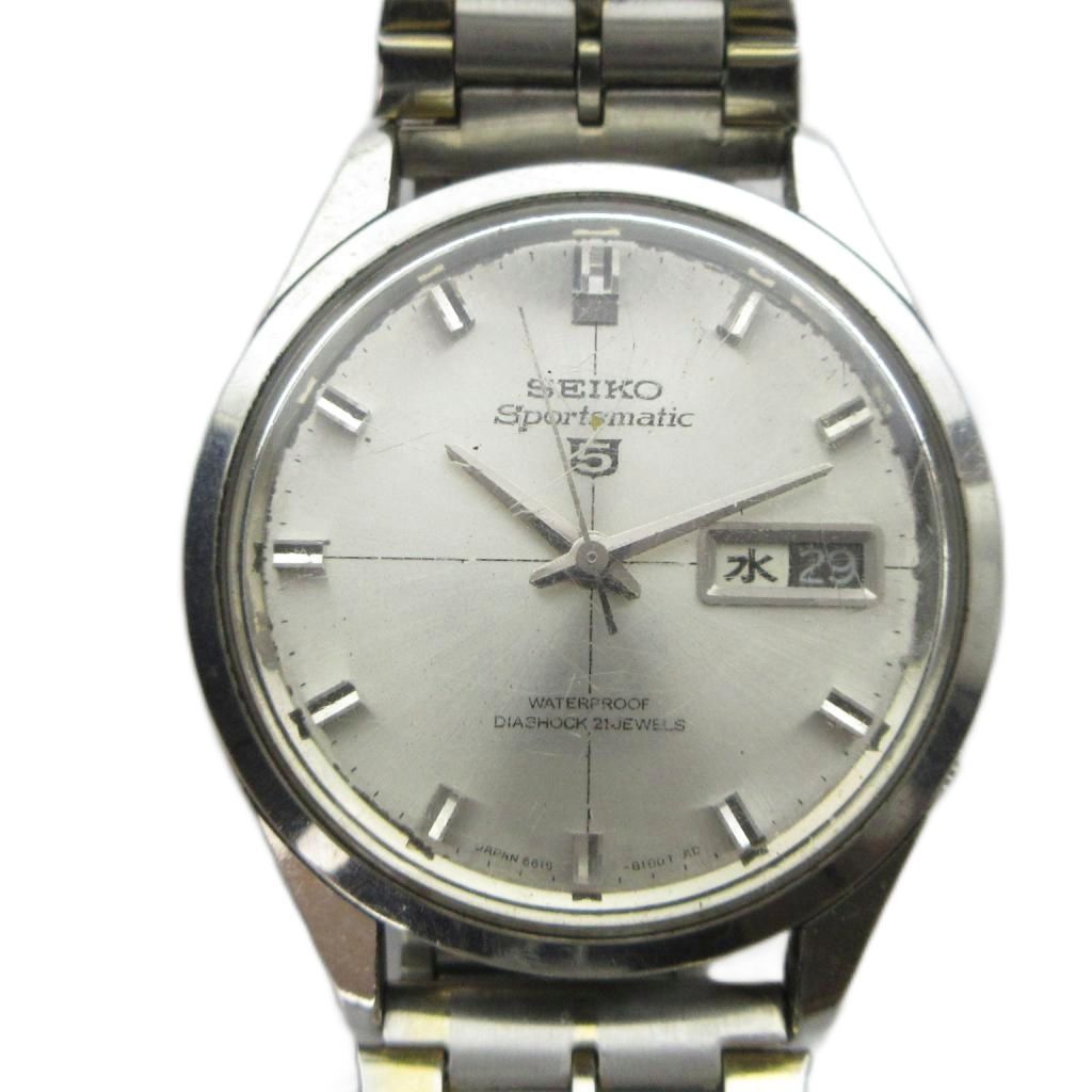セイコー SEIKO 6619-8110 セイコー5 Sportsmatic スポーツマチック 腕時計 ウォッチ 自動巻き カレンダー付き シルバー色 ■GY18 /MQ
