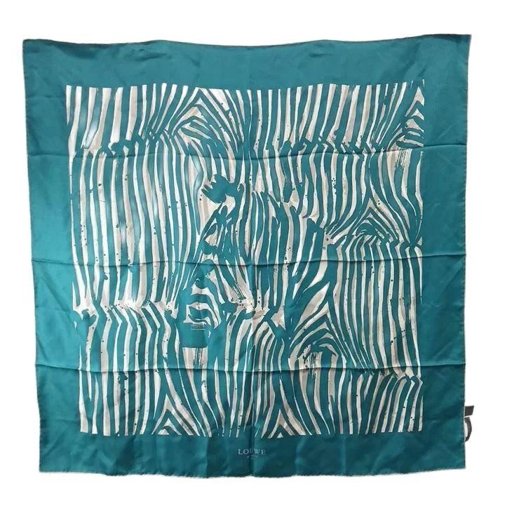 ロエベ LOEWE ヴィンテージ スカーフ 大判 絹 シルク シマウマ ゼブラ
